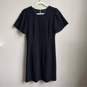 J. Crew Dress Women's 6 Tall Black Eyelet 100% Cotton Preppy Coastal Classic